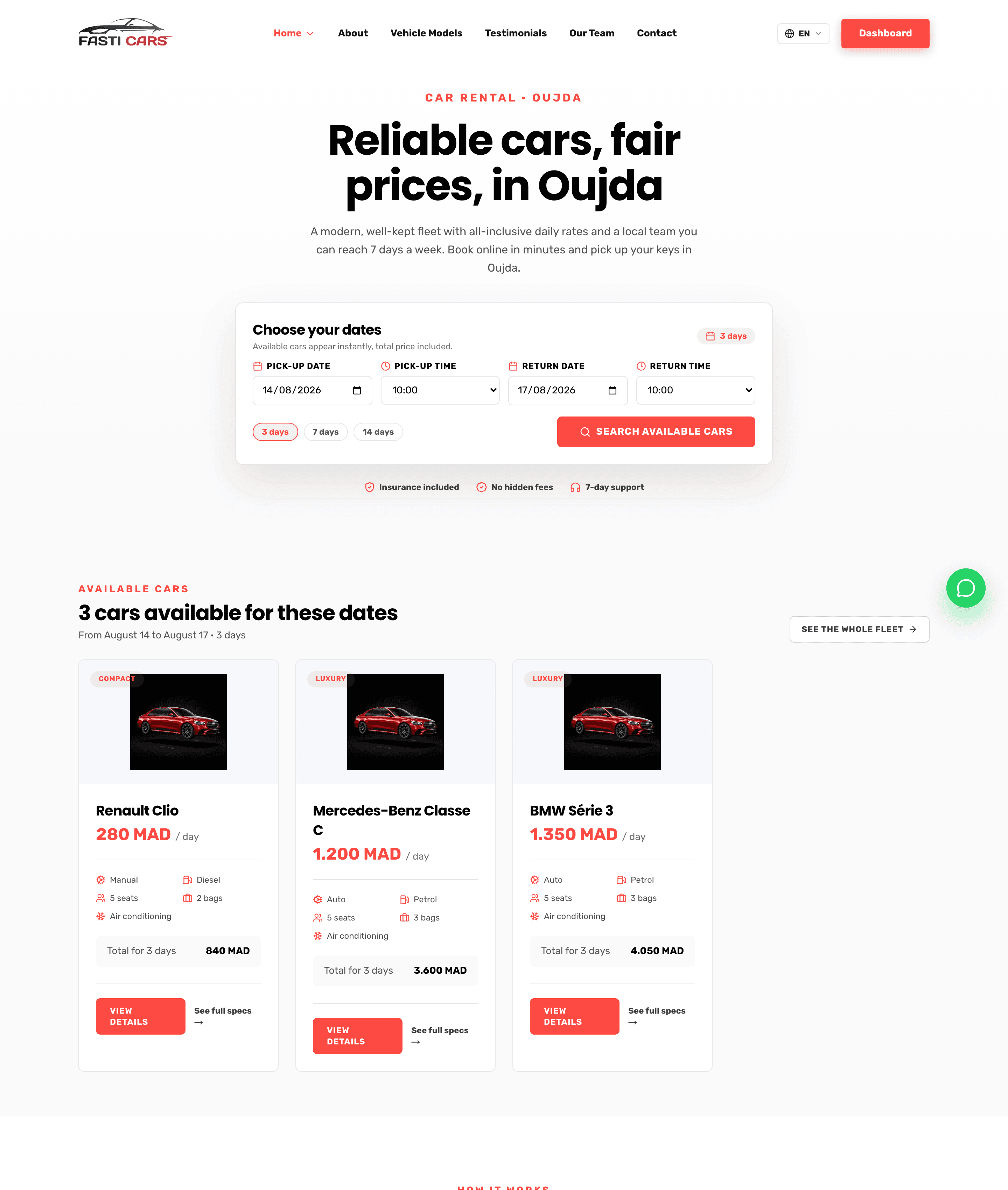 An agency's booking website